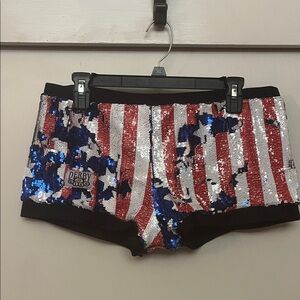 Derby Kiss USA Flag Sequin Athletic Shorts size XL